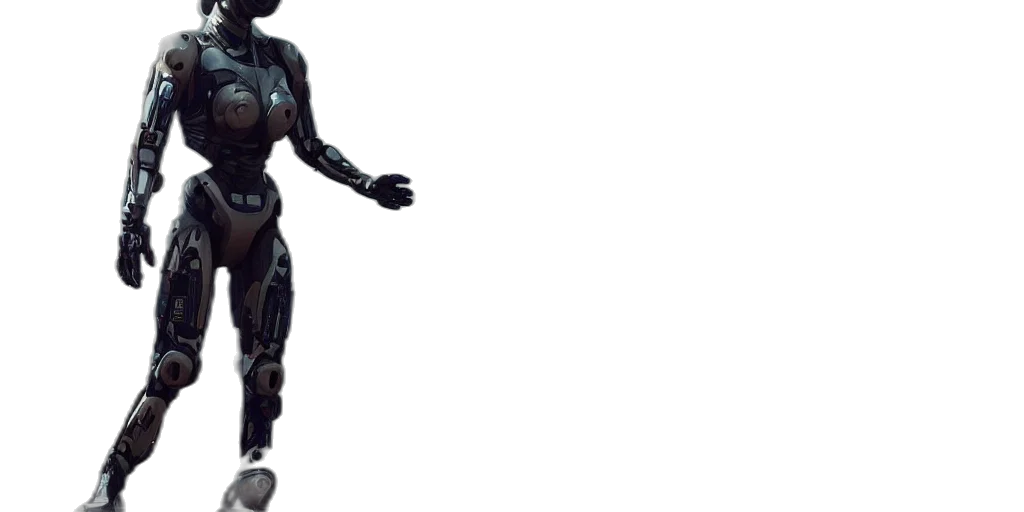 robot, dress, weapon, 3d render transparent PNG cut-out