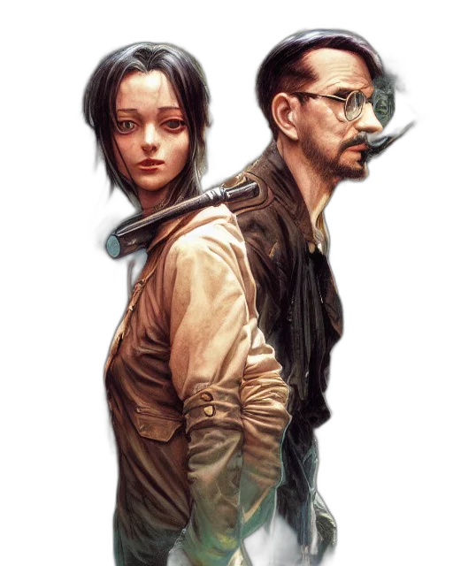jacket, face, comic book art, concept art transparent PNG cut-out