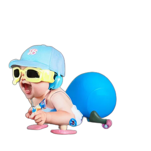 hat, creature, 3d render, vaporwave transparent PNG cut-out