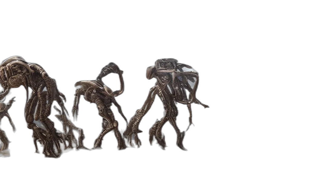 creature, robot, hair, staff transparent PNG cut-out