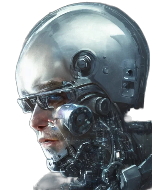 robot, face, mask, cyberpunk transparent PNG cut-out