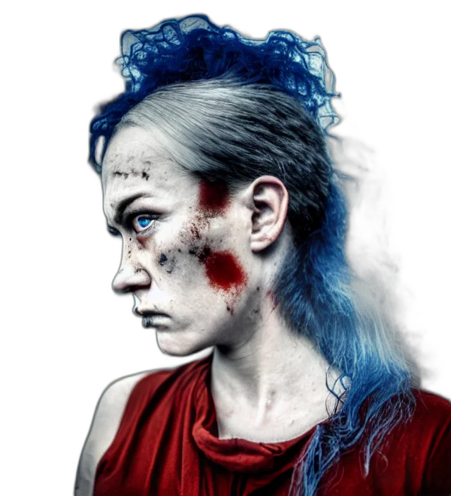 face, mask, hair, photorealistic transparent PNG cut-out