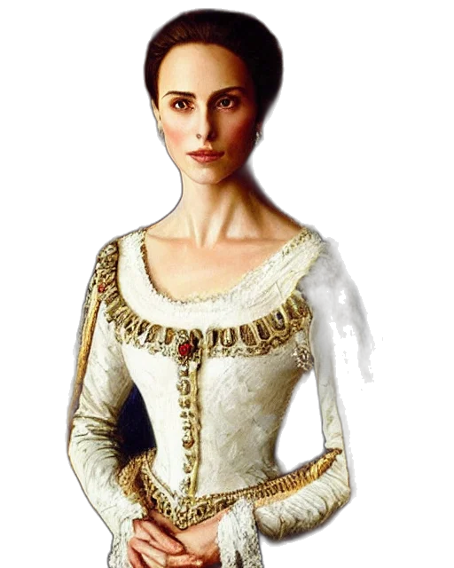 dress, jewelry, crown, staff transparent PNG cut-out