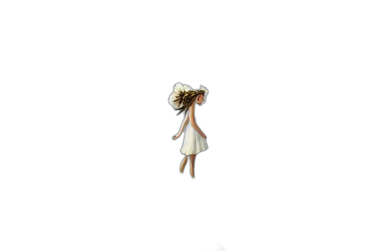 dress, staff, hat, hair transparent PNG cut-out