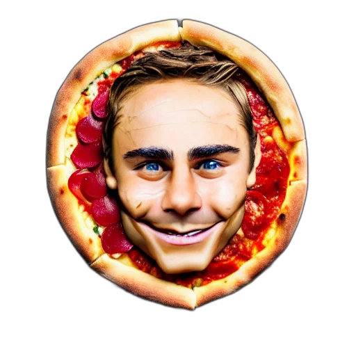 face, food, photorealistic, pixel art transparent PNG cut-out