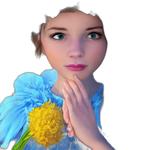 face, flower, crown, dress transparent PNG cut-out