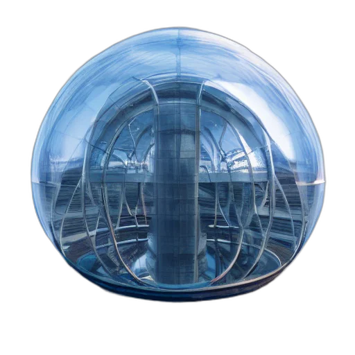 umbrella, building, robot, 3d render transparent PNG cut-out