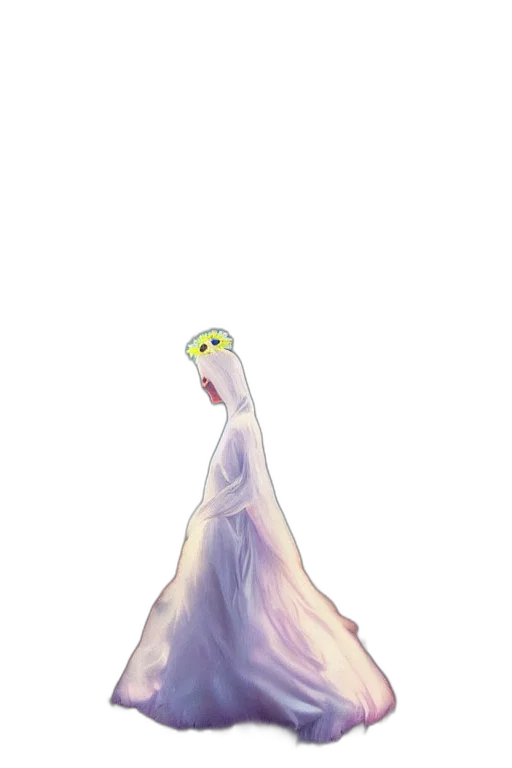 dress, creature, crown, staff transparent PNG cut-out
