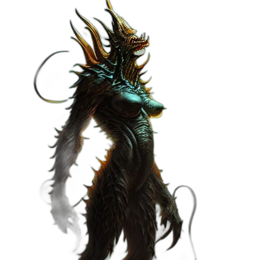creature, dragon, staff, mask transparent PNG cut-out