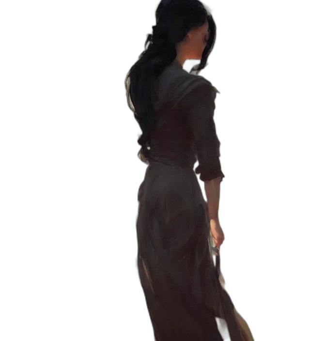 dress, staff, hair, jacket transparent PNG cut-out