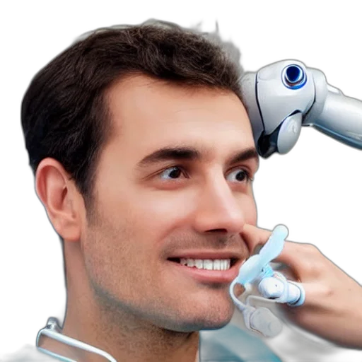 robot, staff, face, 3d render transparent PNG cut-out