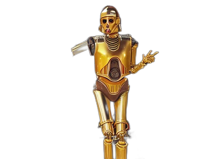 robot, staff, concept art, 3d render transparent PNG cut-out