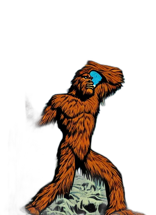 creature, animal, staff, comic book art transparent PNG cut-out