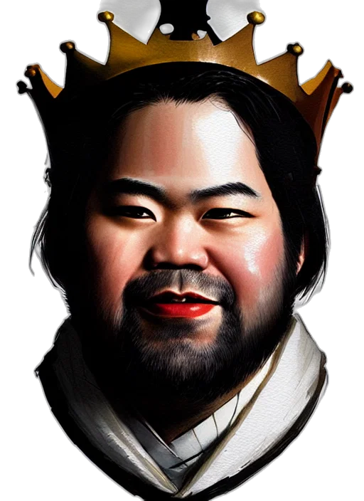 crown, staff, face, photorealistic transparent PNG cut-out
