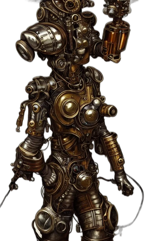 robot, staff, concept art, fantasy art transparent PNG cut-out