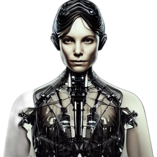 robot, face, dress, cyberpunk transparent PNG cut-out