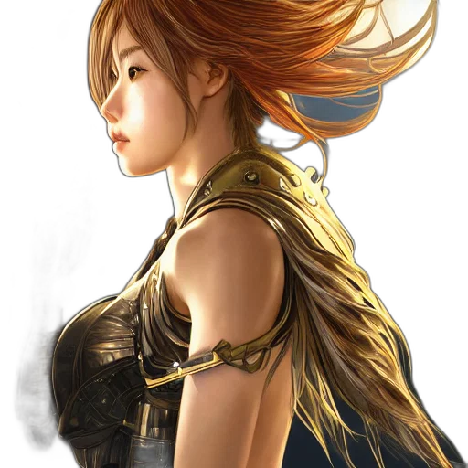 dragon, dress, hair, sword transparent PNG cut-out