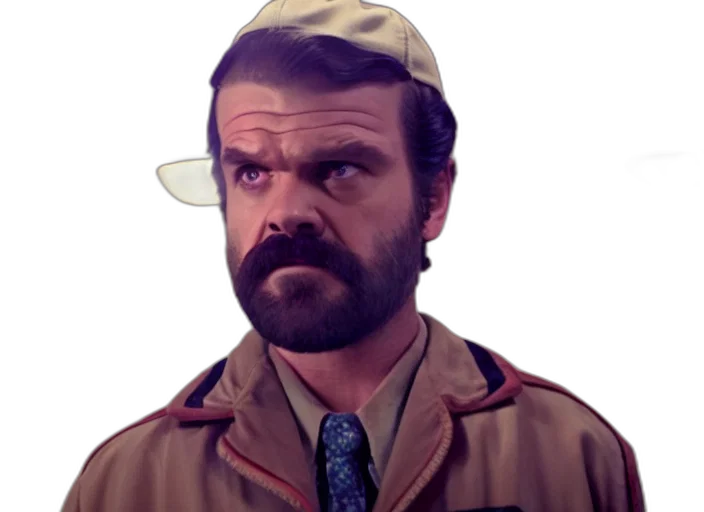 hat, face, jacket, staff transparent PNG cut-out