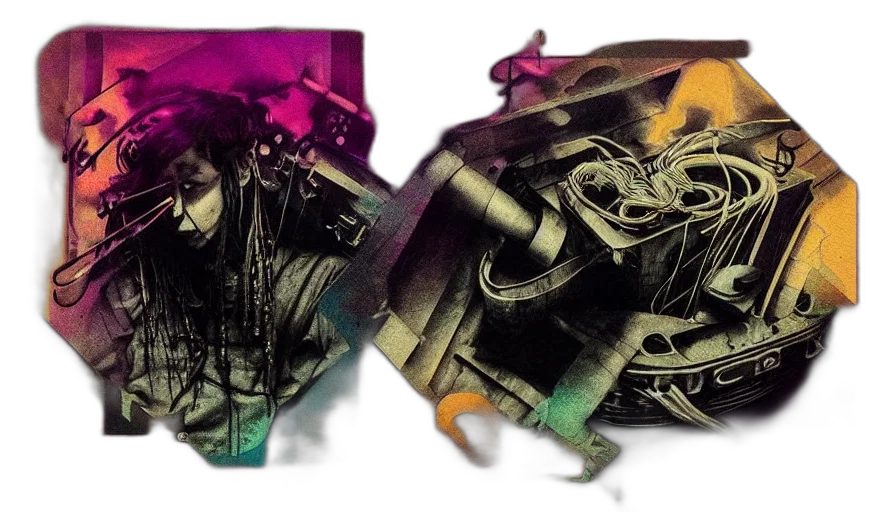 mask, comic book art, concept art, cyberpunk transparent PNG cut-out
