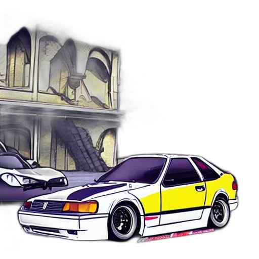 car, concept art, photorealistic, watercolor transparent PNG cut-out