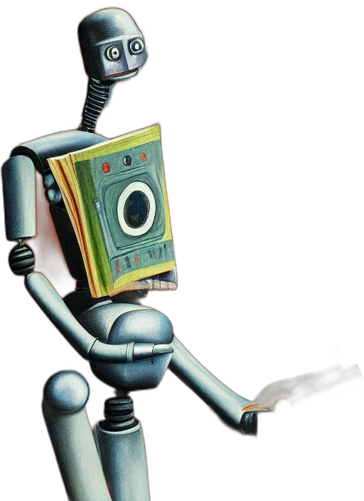 robot, staff, concept art, 3d render transparent PNG cut-out