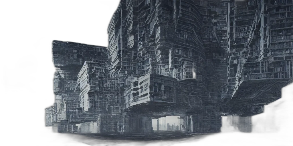 building, robot, concept art, 3d render transparent PNG cut-out