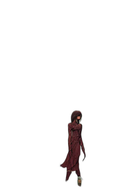 dress, creature, staff, hair transparent PNG cut-out