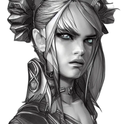 face, fantasy art, concept art, pencil sketch transparent PNG cut-out