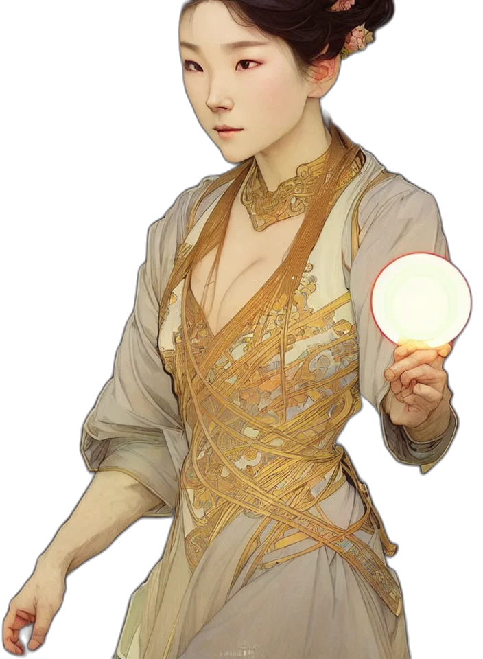 staff, dress, face, jewelry transparent PNG cut-out