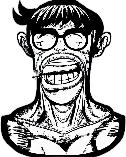 face, creature, staff, comic book art transparent PNG cut-out