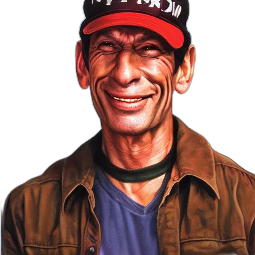 face, jacket, hat, staff transparent PNG cut-out