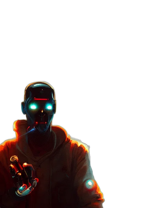 robot, mask, face, jacket transparent PNG cut-out