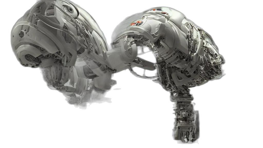 robot, concept art, 3d render, photorealistic transparent PNG cut-out