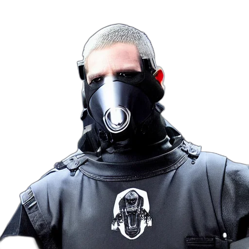 mask, jacket, staff, robot transparent PNG cut-out