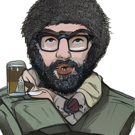 jacket, face, hat, staff transparent PNG cut-out