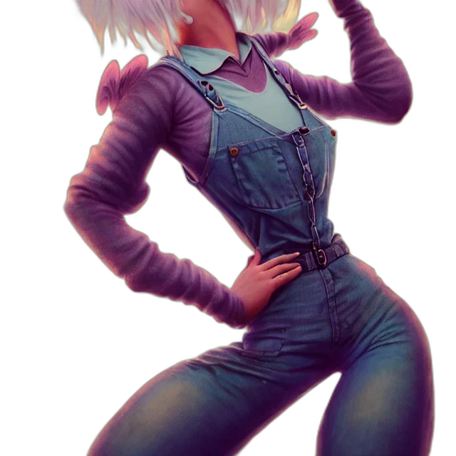 jacket, robot, creature, staff transparent PNG cut-out