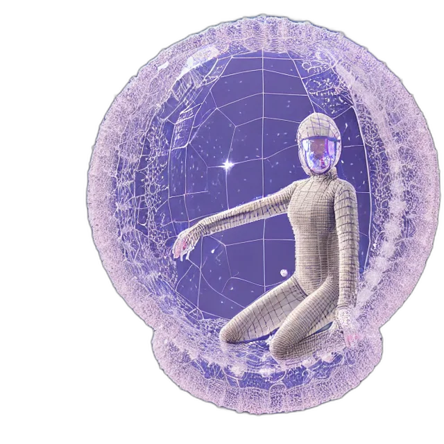 staff, robot, vaporwave, 3d render transparent PNG cut-out