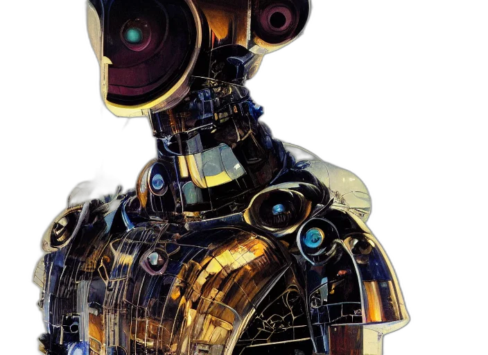 robot, concept art, 3d render, cyberpunk transparent PNG cut-out