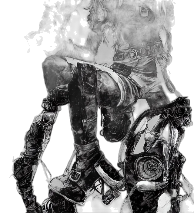 robot, mask, weapon, jacket transparent PNG cut-out