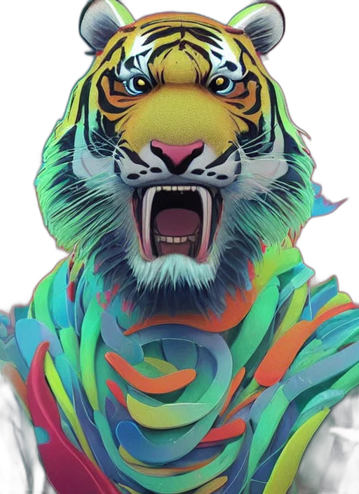 animal, creature, face, vaporwave transparent PNG cut-out