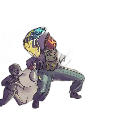robot, staff, jacket, creature transparent PNG cut-out