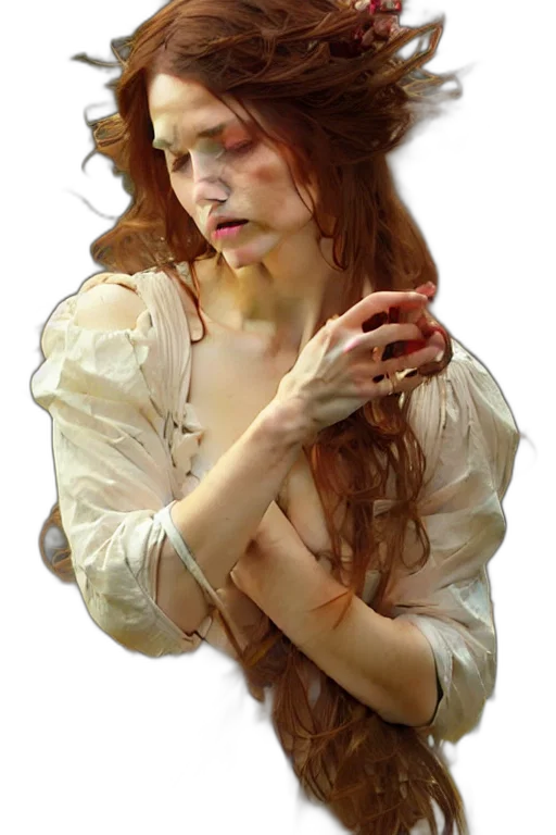 dress, face, jewelry, staff transparent PNG cut-out