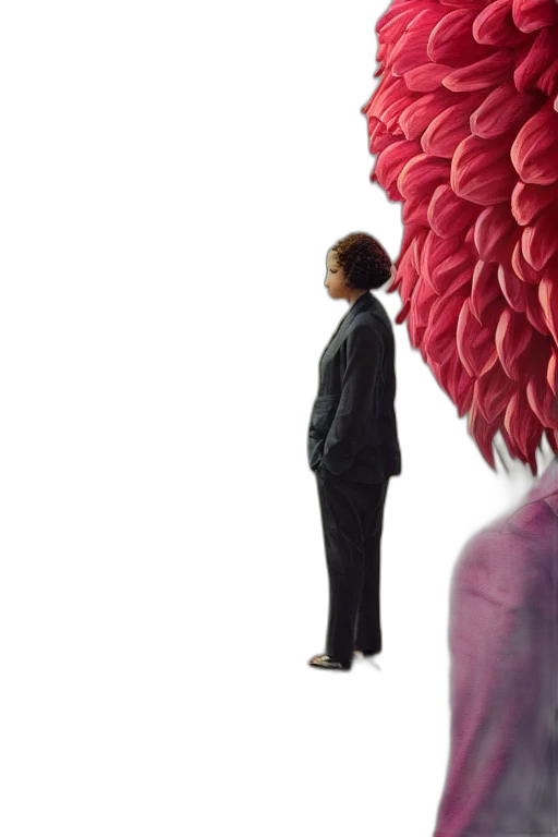 flower, jacket, hair, staff transparent PNG cut-out