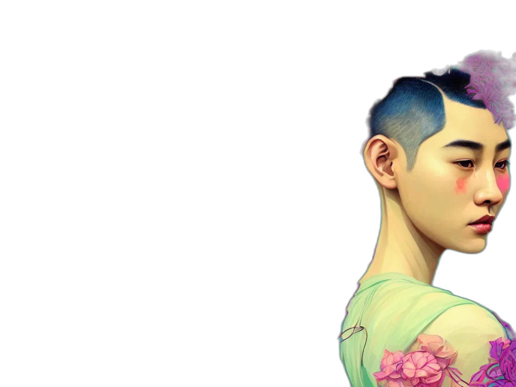 face, watercolor, concept art, photorealistic transparent PNG cut-out
