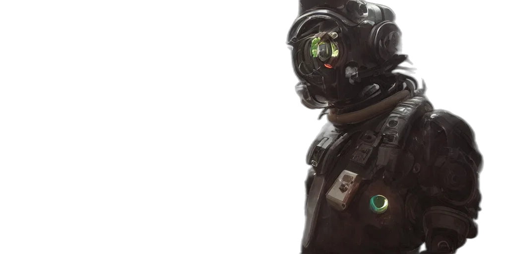 robot, mask, staff, weapon transparent PNG cut-out
