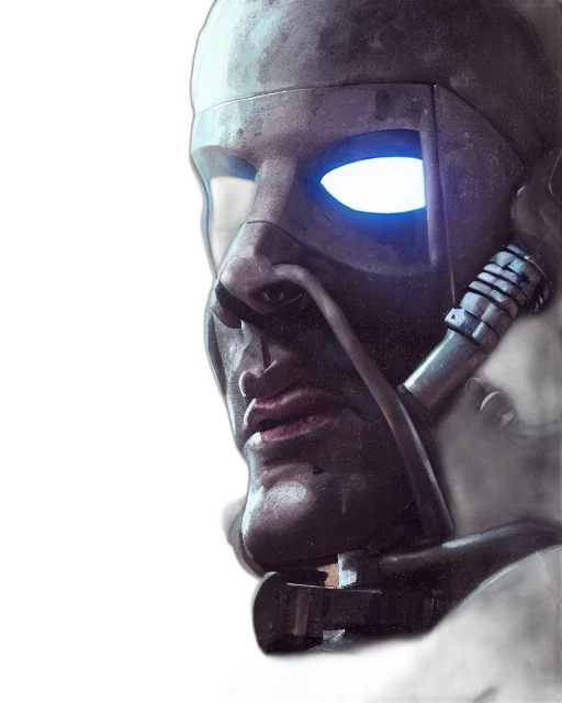 robot, face, mask, comic book art transparent PNG cut-out