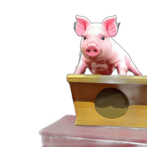3d render, concept art, mini, pig transparent PNG cut-out