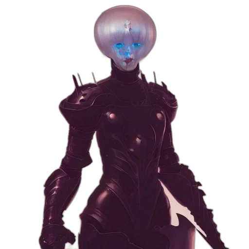 robot, staff, sword, creature transparent PNG cut-out