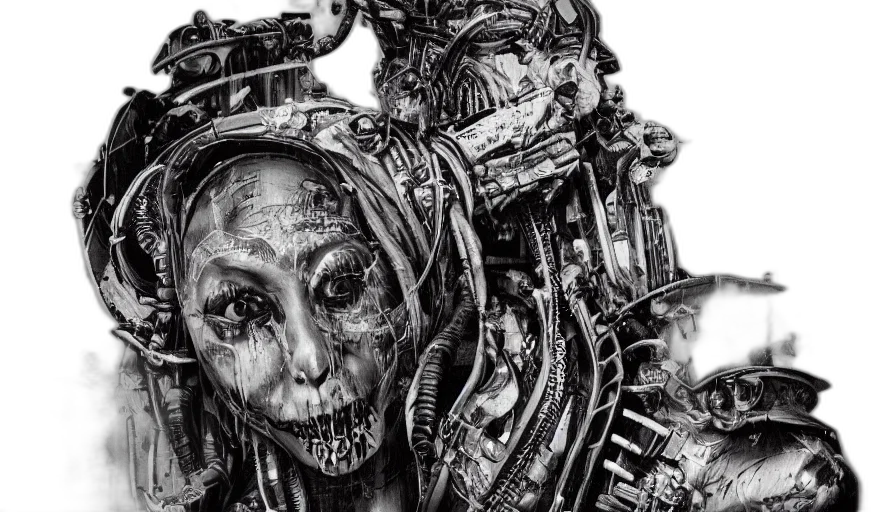 robot, face, cyberpunk, comic book art transparent PNG cut-out