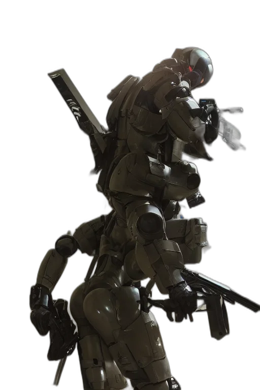 robot, weapon, staff, jacket transparent PNG cut-out